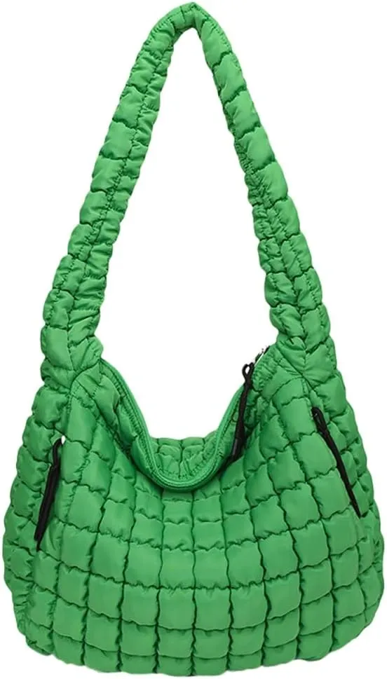 Puffer Tote Bag for Women Quilted Crossbody Bag Large Padding Shoulder Bag Soft Puff Purse Work Carryall Handbag