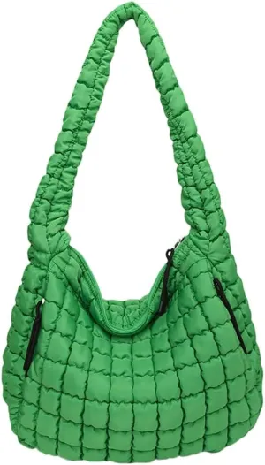Puffer Tote Bag for Women Quilted Crossbody Bag Large Padding Shoulder Bag Soft Puff Purse Work Carryall Handbag