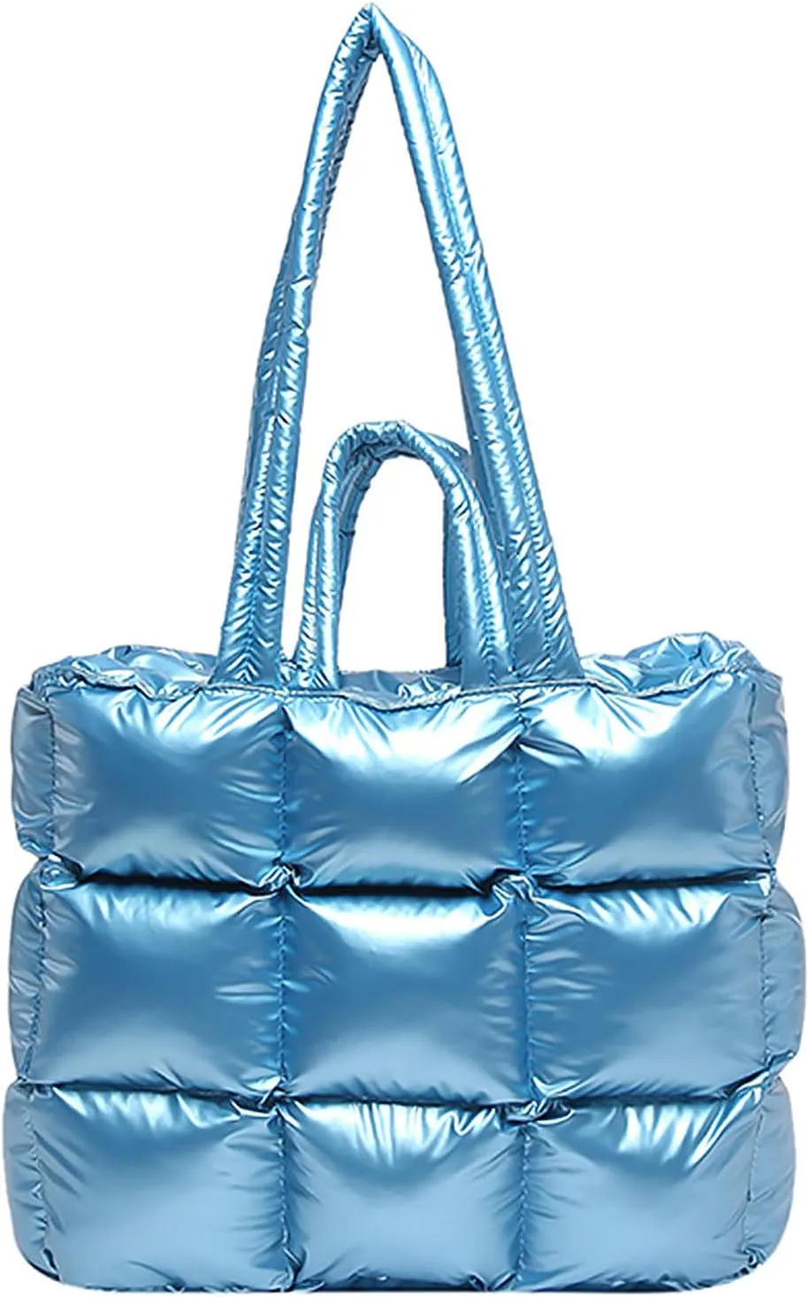 Puffer Tote Bag for Women, Quilted Puffy Handbag, Quilted Shoulder Bag Fluffy Satchel Purse for Work Travel Shopping