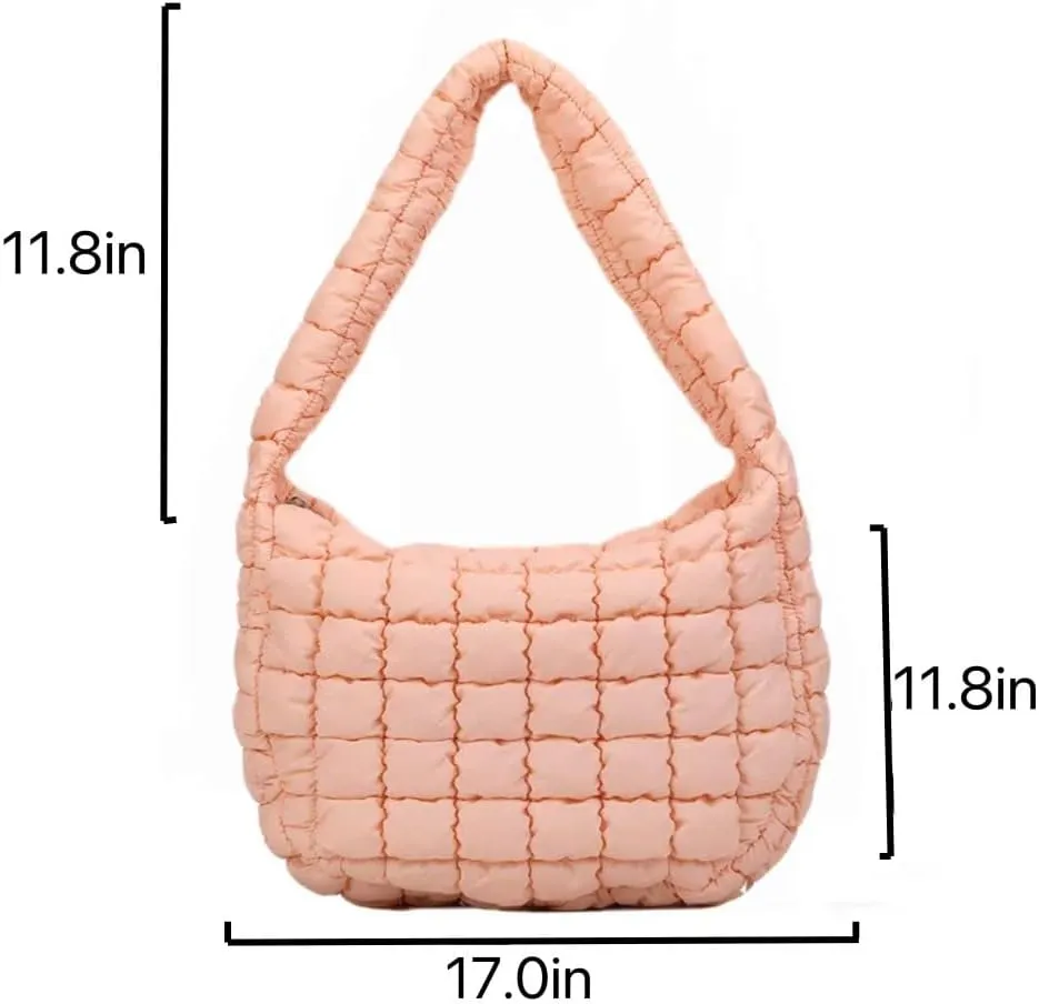 Puffer Tote Bag for Women Quilted Puffy Hobo Bag Lightweight Down Cotton Padded Shoulder Bag Trendy Padding Handbag