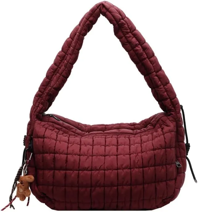 Puffer Tote Bag for Women Quilted Purse Large Crossbody Puffy Bag Lightweight Carryall Bag