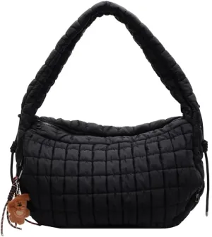 Puffer Tote Bag for Women Quilted Purse Large Crossbody Puffy Bag Lightweight Carryall Bag