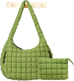 Puffer Tote Bag for Women,Quilted Tote Bag,Large Hobo Quilted Tote Bag Crossbody Shoulder Puff Purse Soft Fluffy Lightweight