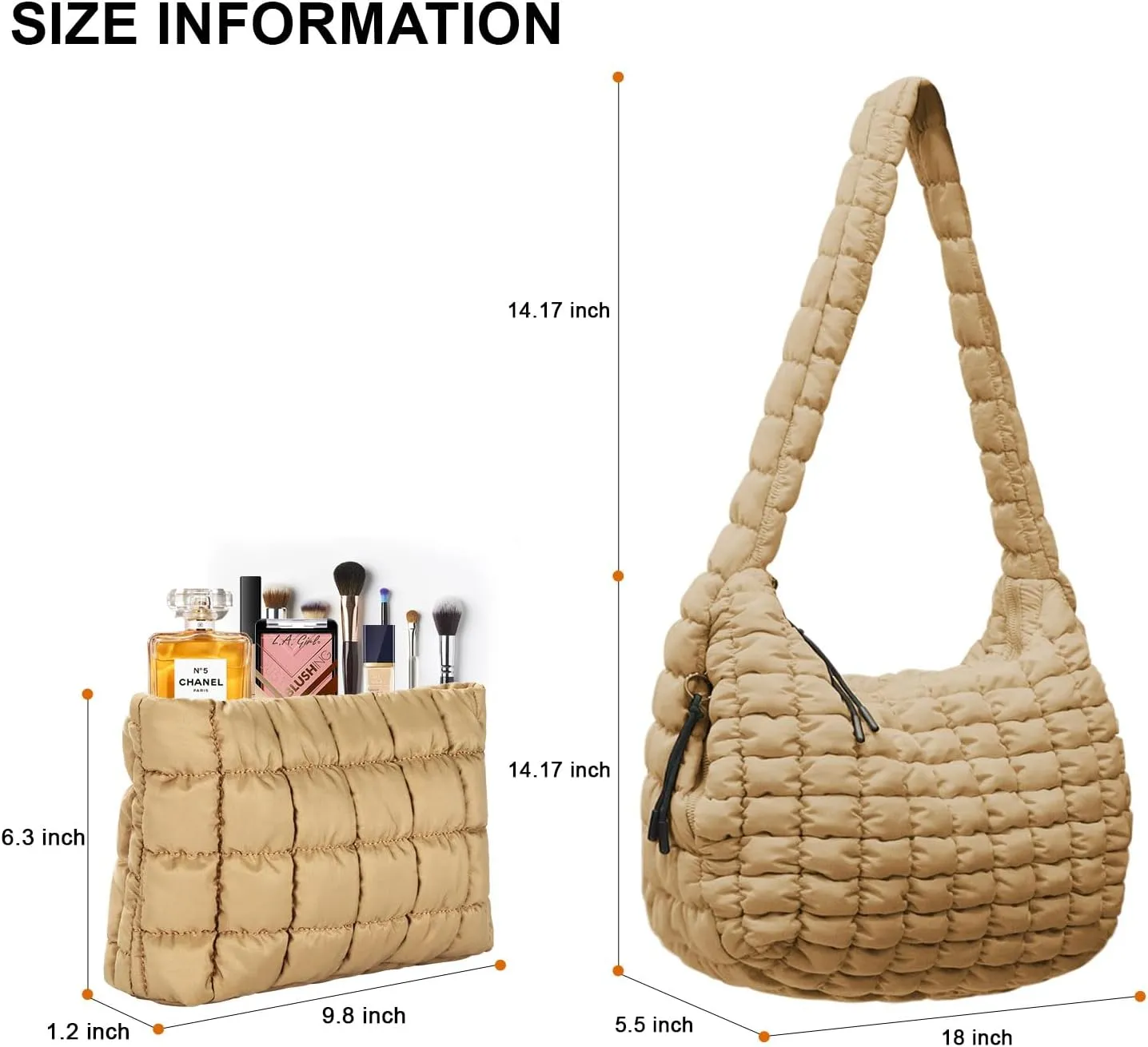 Puffer Tote Bag for Women,Quilted Tote Bag,Large Hobo Quilted Tote Bag Crossbody Shoulder Puff Purse Soft Fluffy Lightweight