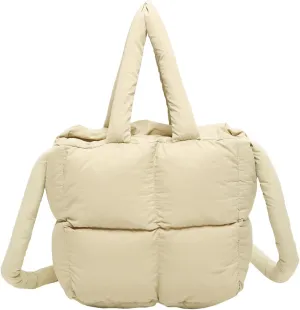 Puffer Tote Bag, Small Quilted Crossbody Bags for Women Puffy Purse Shoulder Handbags