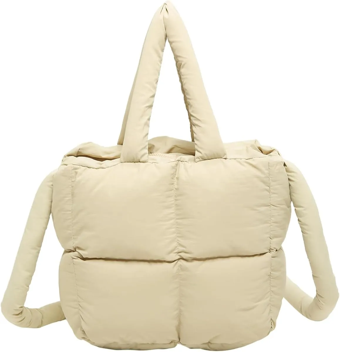 Puffer Tote Bag, Small Quilted Crossbody Bags for Women Puffy Purse Shoulder Handbags