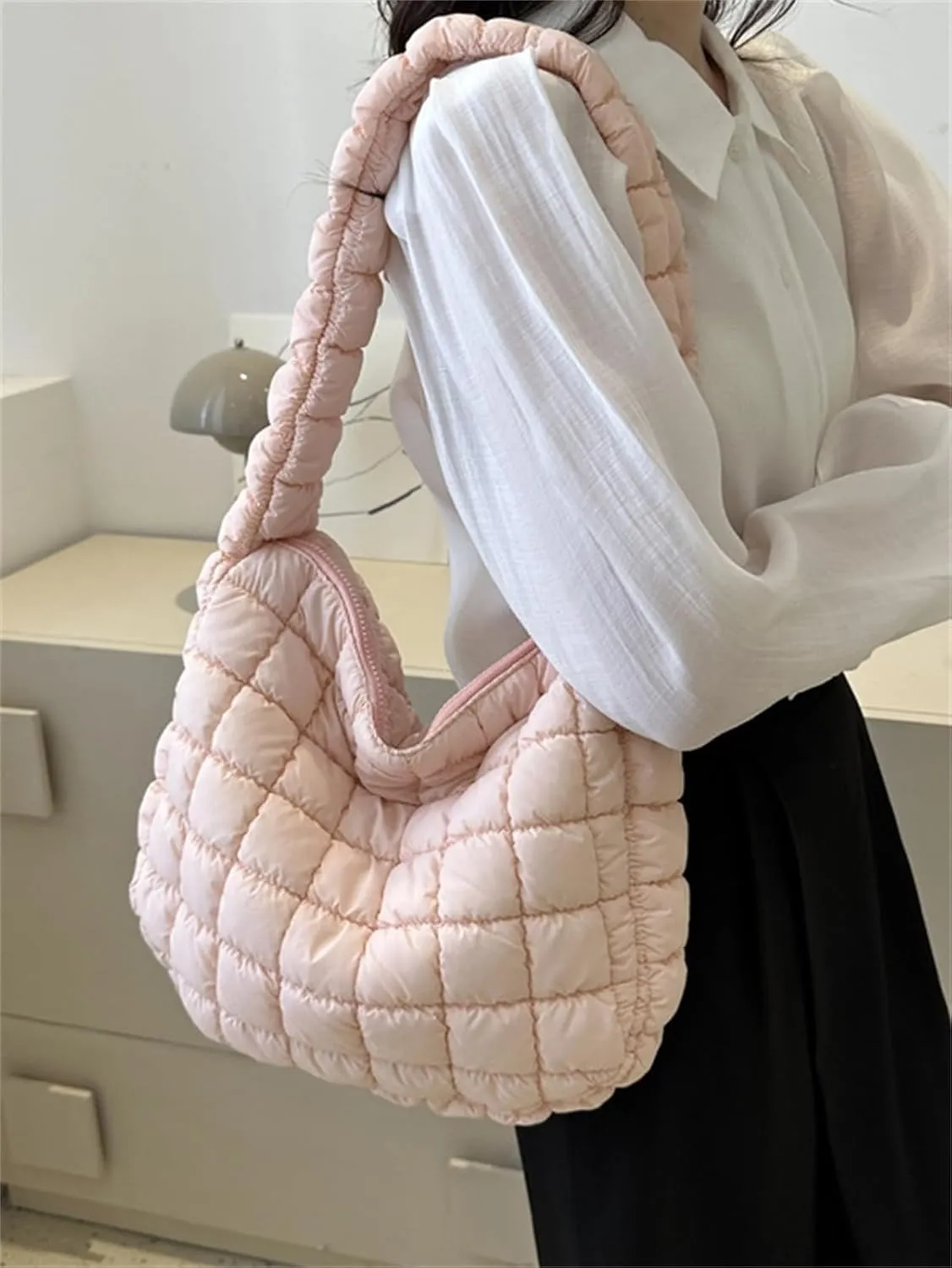 Puffer Tote Bag Women Quilted Shoulder Bags Puffy Bubble Pleated Purse Nylon Padding Cloud Crossbody Bag 2025