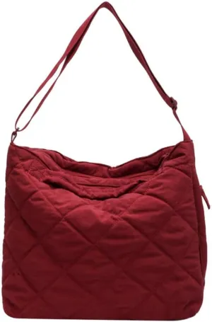 Puffer Tote Bag Women Quilted Shoulder Crossbody Handbag Lattice Nylon Padded Cotton Puffy Purse Casual Satchel