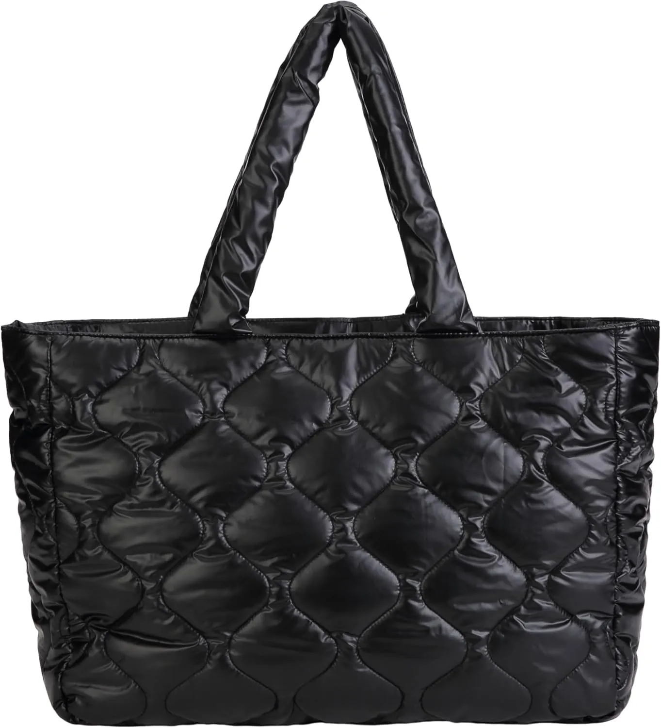 Puffy Bag for Women, Puffer Tote Bag with Zipper, Large Quilted Shoulder Travel Essentials Handbags with