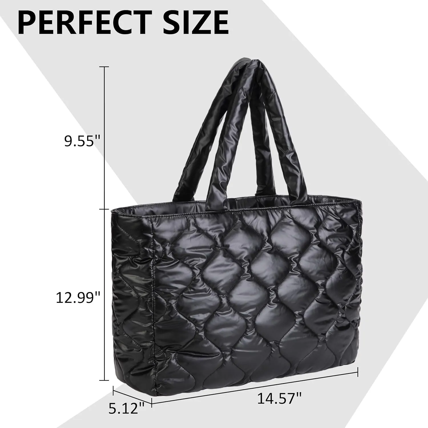 Puffy Bag for Women, Puffer Tote Bag with Zipper, Large Quilted Shoulder Travel Essentials Handbags with