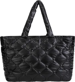Puffy Bag for Women, Puffer Tote Bag with Zipper, Large Quilted Shoulder Travel Essentials Handbags with