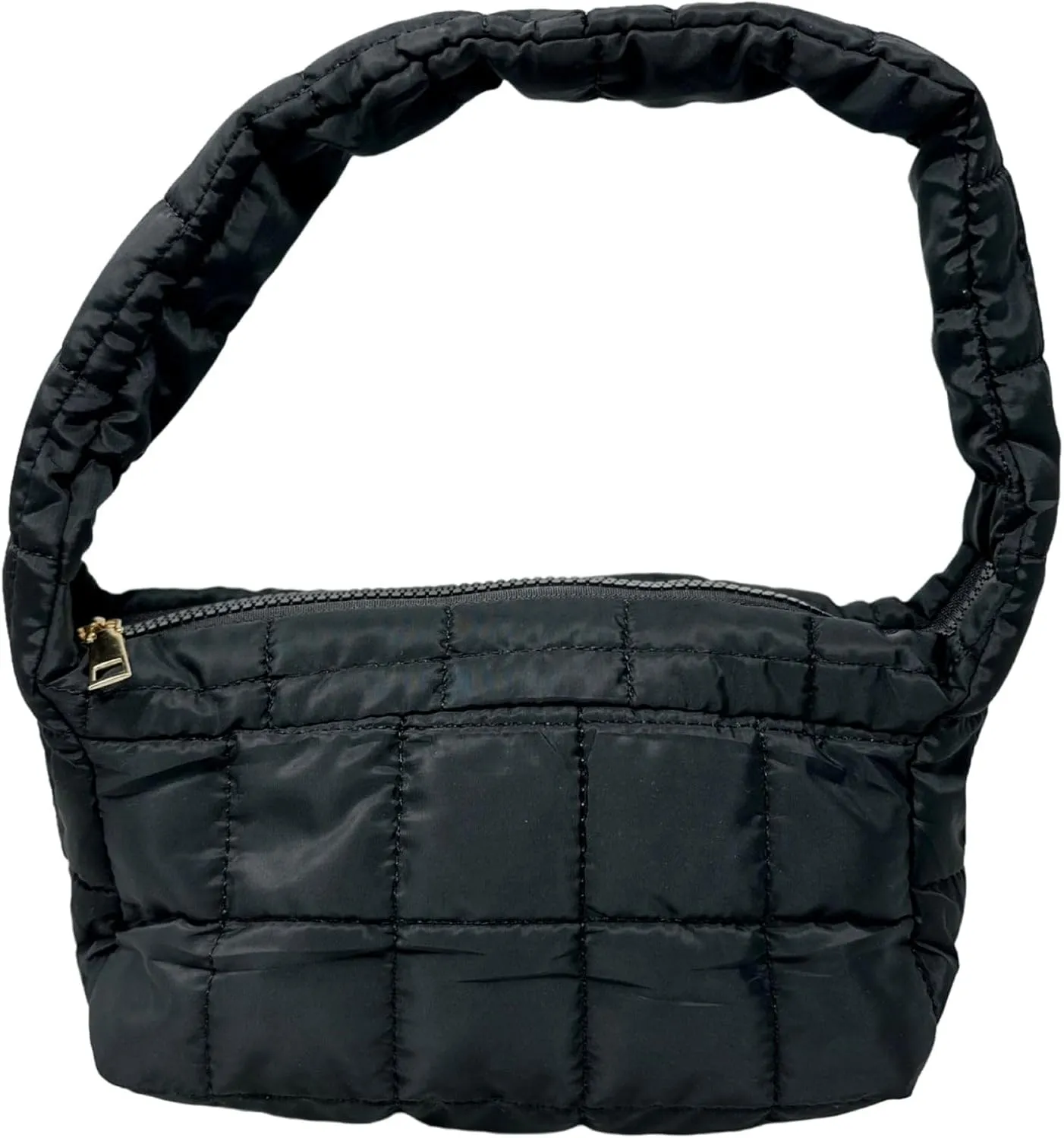 Puffy Quilted Shoulder Bag for Women - Lightweight Nylon/Poly with Zipper Closure, Padded Handbag - Ideal for Any Occasion