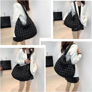 Puffy Tote Bag for Women Large Crossbody Quilted Puffer Carryall Bag Hobo Oversized Handbags