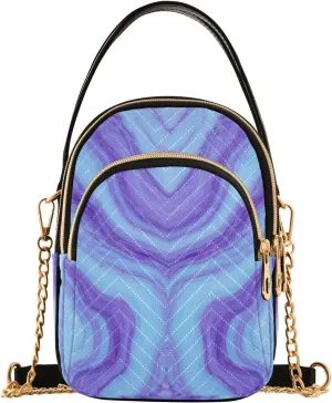 Purple and Blue Swirls Small Crossbody Bags for Women Quilted Handbags Shoulder Purse Phone Wallet Chain Bag