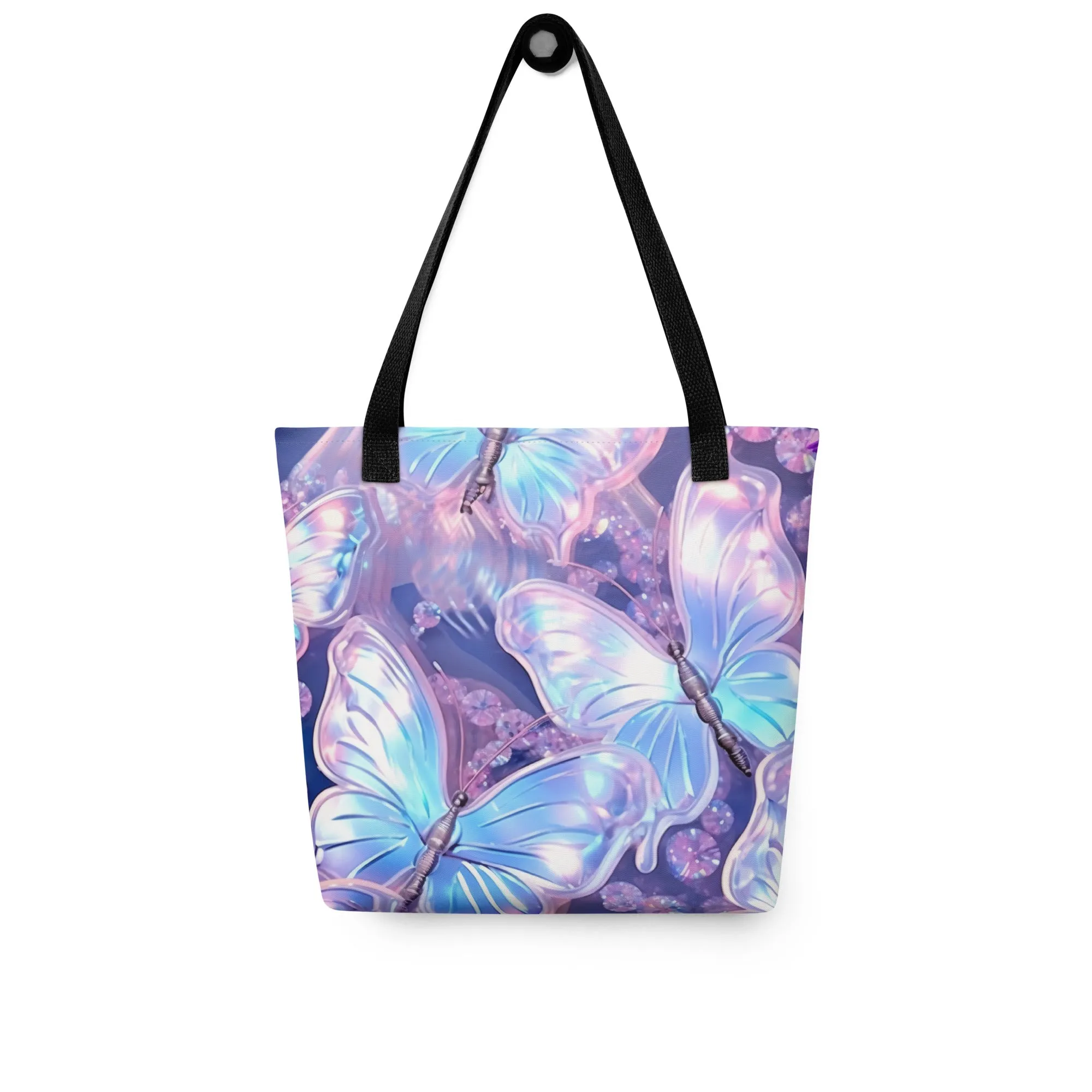 Purple Holographic Butterfly All Over Print Tote Bag
