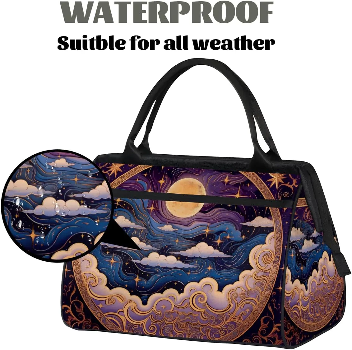 Purple Nebula Galaxy Moon Weekender Overnight Bag for Women Waterproof Carry On Travel Duffle Bags with Pocket Lightweight Sports Gym Tote Bag Large Luggage Workout Personal Item Hospital Bags