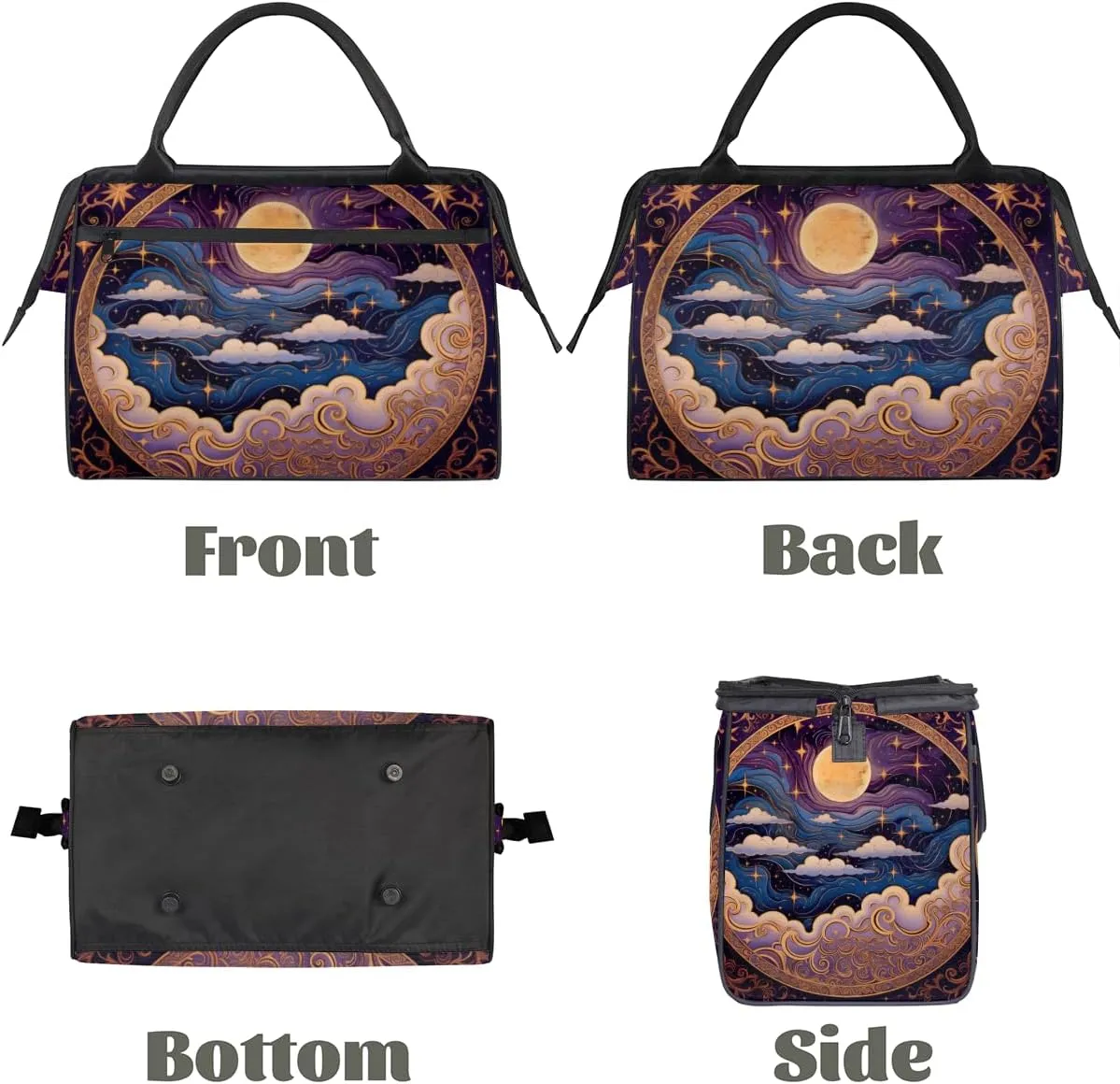 Purple Nebula Galaxy Moon Weekender Overnight Bag for Women Waterproof Carry On Travel Duffle Bags with Pocket Lightweight Sports Gym Tote Bag Large Luggage Workout Personal Item Hospital Bags