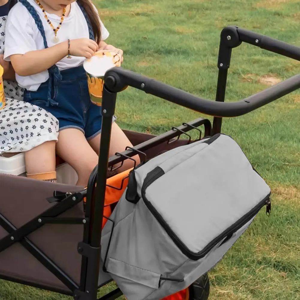 Push Pull Folding Wagon Cooler Bag, 15L Collapsible Oxford Cloth Tail Pocket Hand Push Wagons Accessories, Trolley Cart Insulated Bag, for Food Camping BBQ (Camouflage Color)