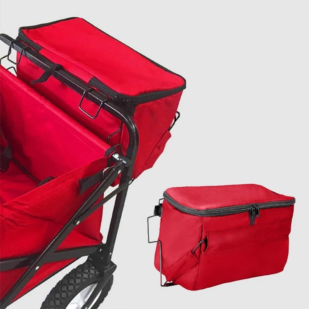 Push Pull Folding Wagon Cooler Bag, 15L Collapsible Oxford Cloth Tail Pocket Hand Push Wagons Accessories, Trolley Cart Insulated Bag, for Food Camping BBQ (Camouflage Color)