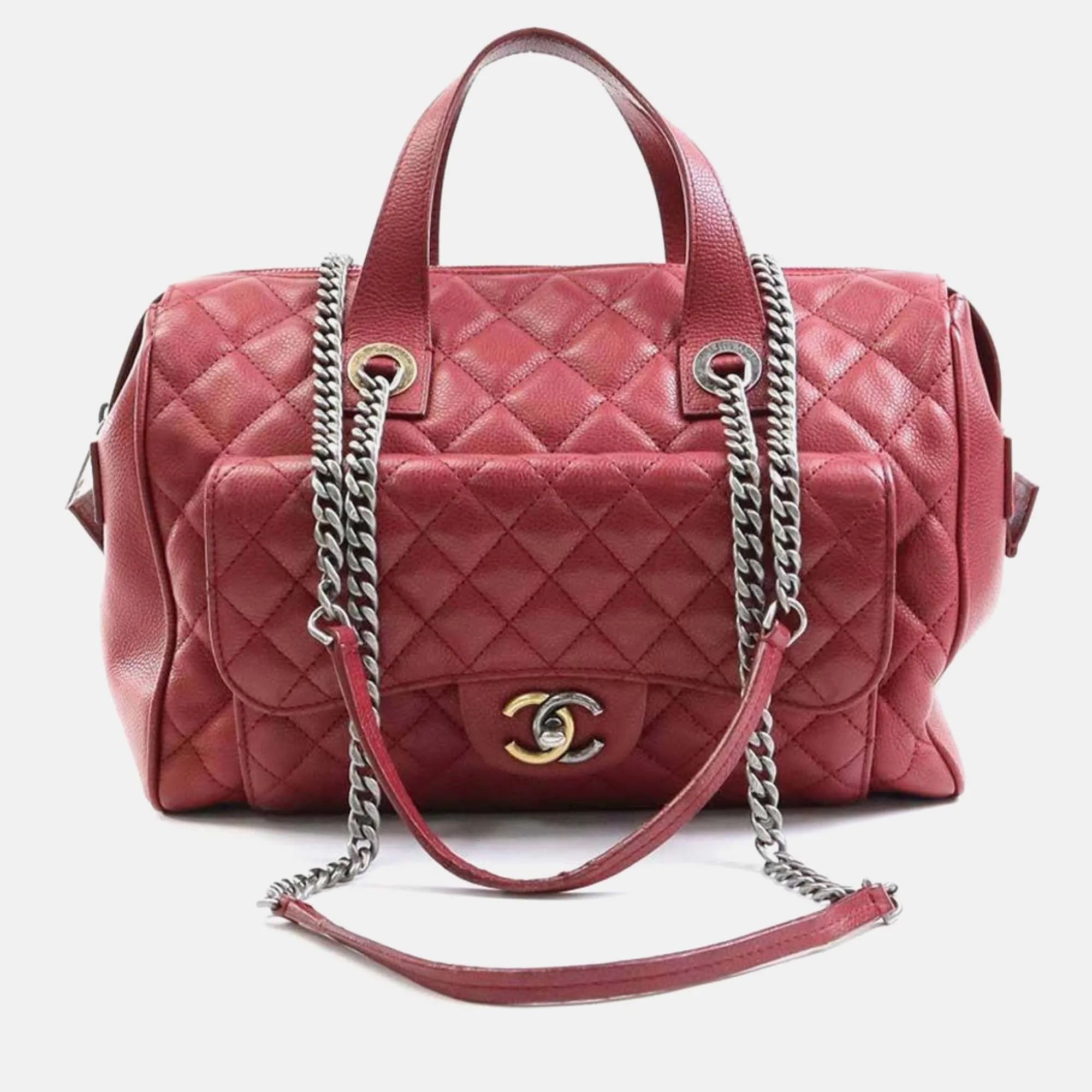 Quilted Goatskin Large Casual Pocket Shopping Tote