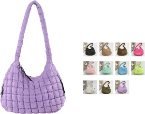 Quilted Puffer Tote Bag for Women Large Quilted Puffy Tote Bag Carryall Bag Soft Puffy Crossbody Bag Hobo Purse