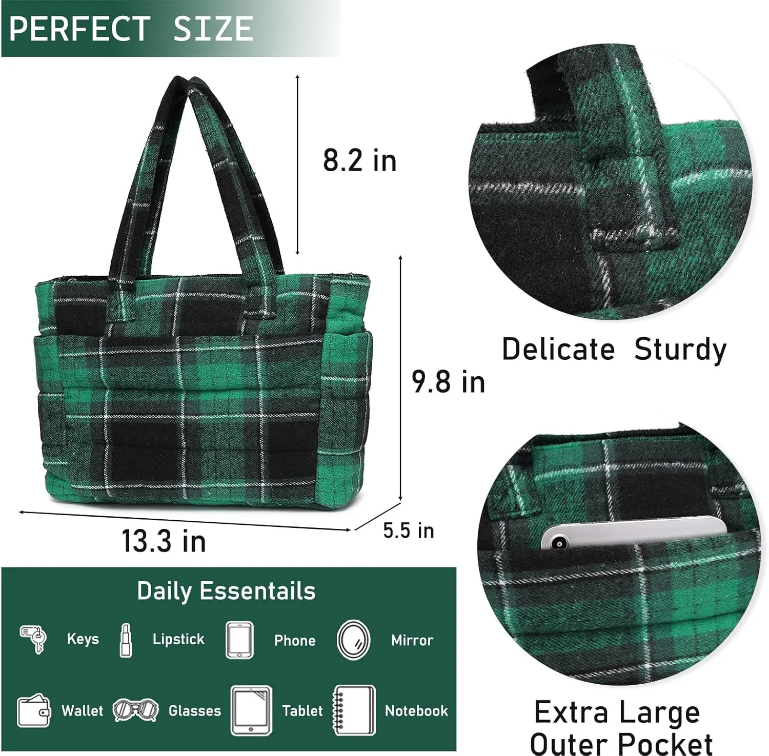 Quilted Puffer Tote Bag for Women Stylish Work Tote with Multiple Compartments Puffy Handbag