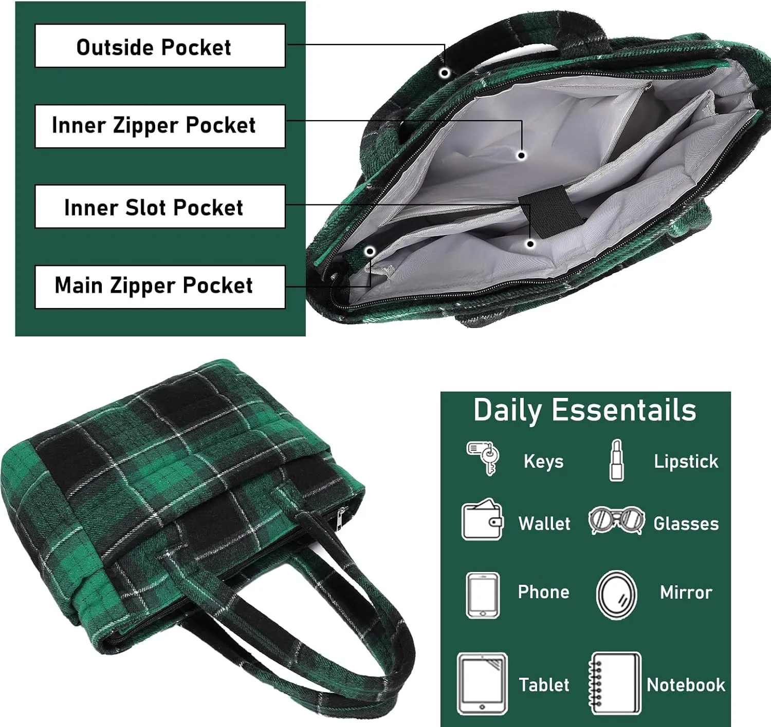 Quilted Puffer Tote Bag for Women Stylish Work Tote with Multiple Compartments Puffy Handbag