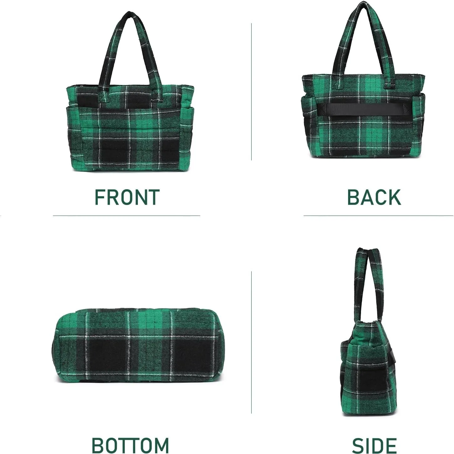 Quilted Puffer Tote Bag for Women Stylish Work Tote with Multiple Compartments Puffy Handbag