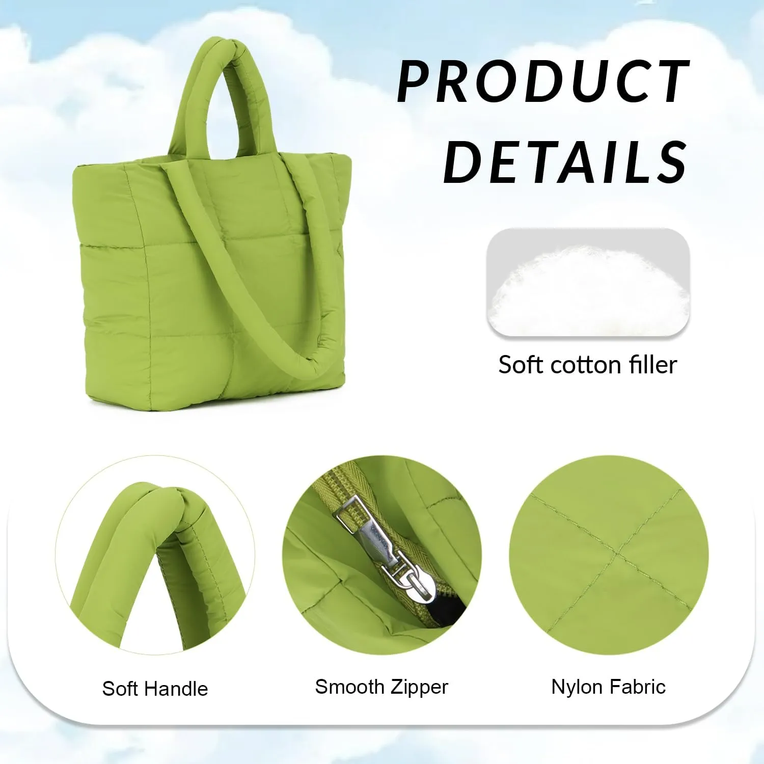 Quilted Tote Bag for Women Large Quilted Puffer Bag Work Tote