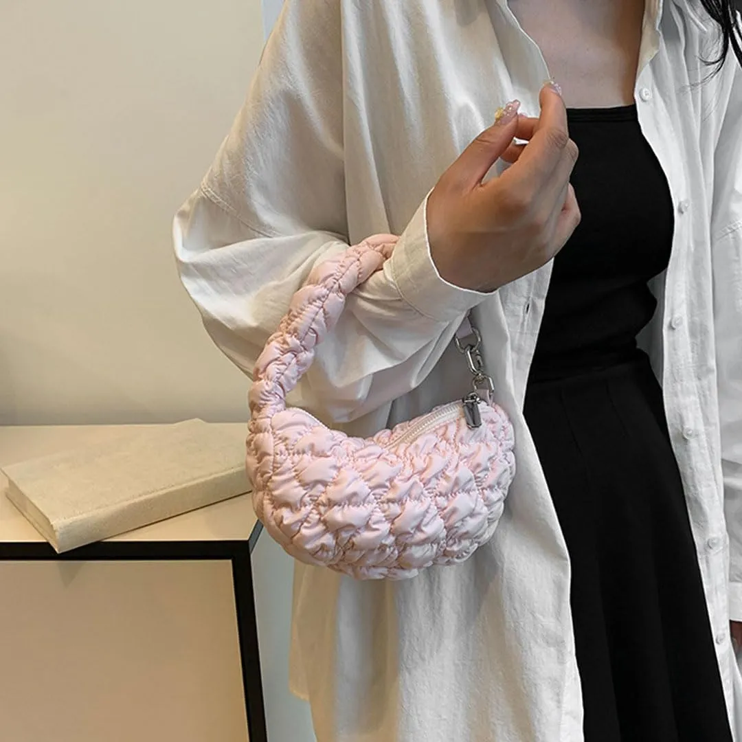 Quilted Tote Bag for Women Mini Puffer Bag Puffer Shoulder Bag Puffy Tote Bag Nylon Bag Lightweight Carryall Bag