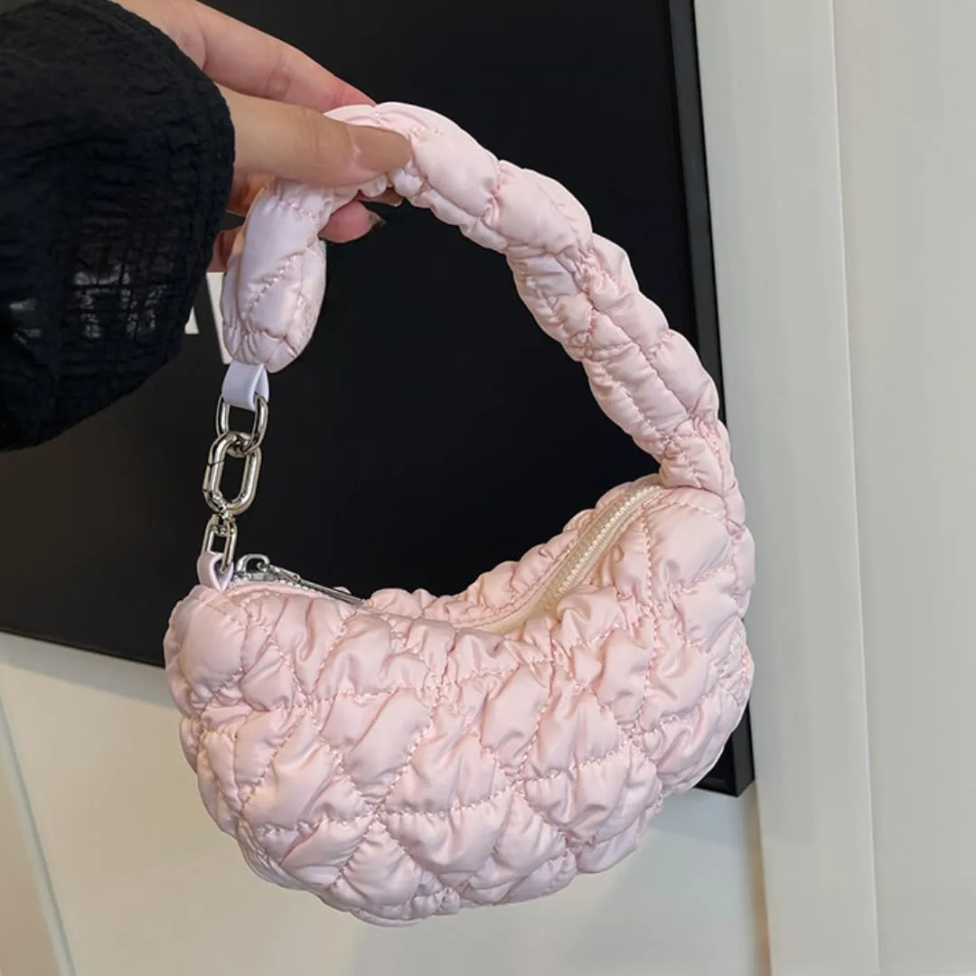 Quilted Tote Bag for Women Mini Puffer Bag Puffer Shoulder Bag Puffy Tote Bag Nylon Bag Lightweight Carryall Bag
