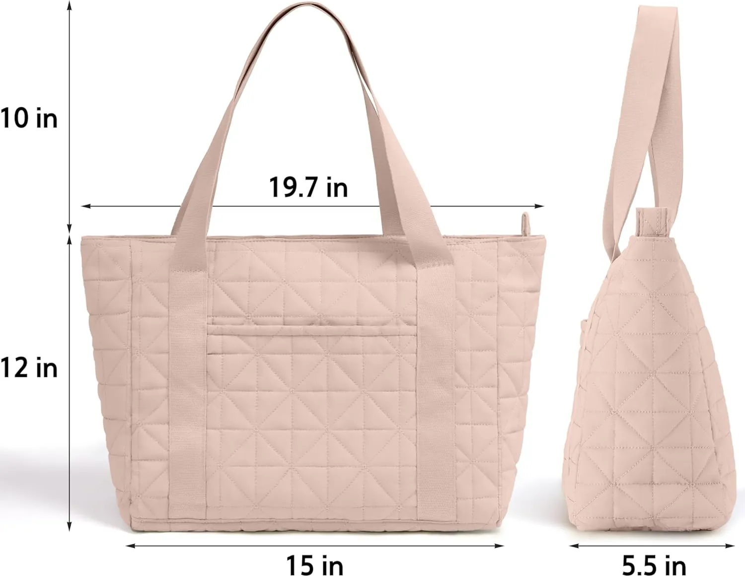 Quilted Tote Bag for Women, Mother's Day Gift, Lightweight Shoulder Bag with Magnetic Pocket, Breathable Strap Work Bag