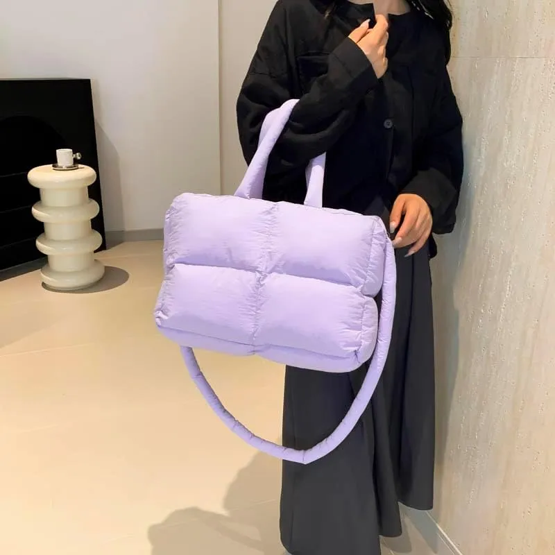 Quilted Tote Bag For Women, Puffy Purse Crossbody Puffer Bags For Women, Movement Quilted Carryall For Cute Fashion Girl