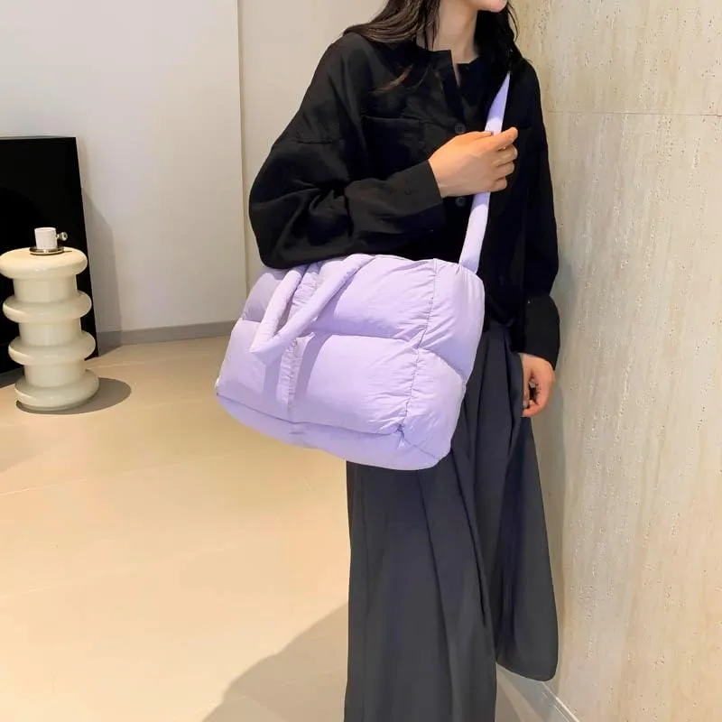 Quilted Tote Bag For Women, Puffy Purse Crossbody Puffer Bags For Women, Movement Quilted Carryall For Cute Fashion Girl