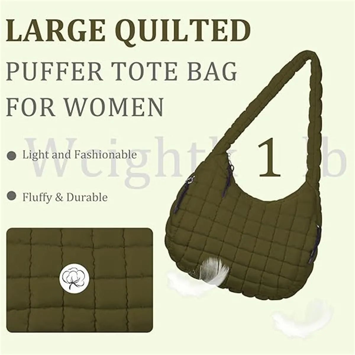 Quilted Tote Bag for Women,Large Nylon Crossbody Bag,Trendy Hobo Handbag,Lightweight Padding Shoulder Bag