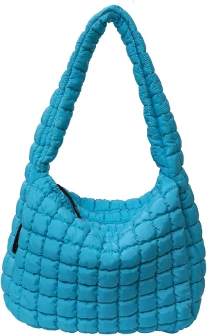 Quilted Tote Bag, Large Lightweight Quilted Bag Puffer Tote Bag Trendy Puffy Purse Hobo Bags for Women