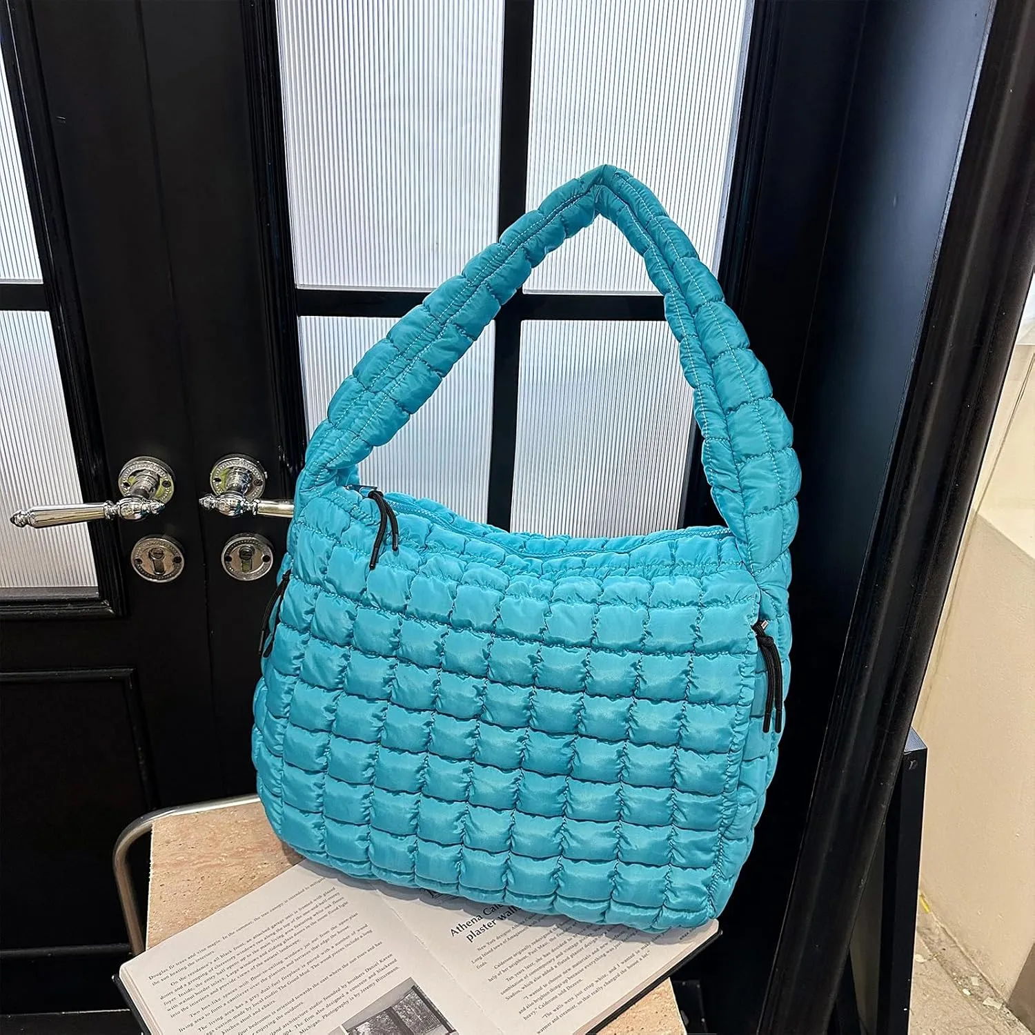 Quilted Tote Bag, Large Lightweight Quilted Bag Puffer Tote Bag Trendy Puffy Purse Hobo Bags for Women