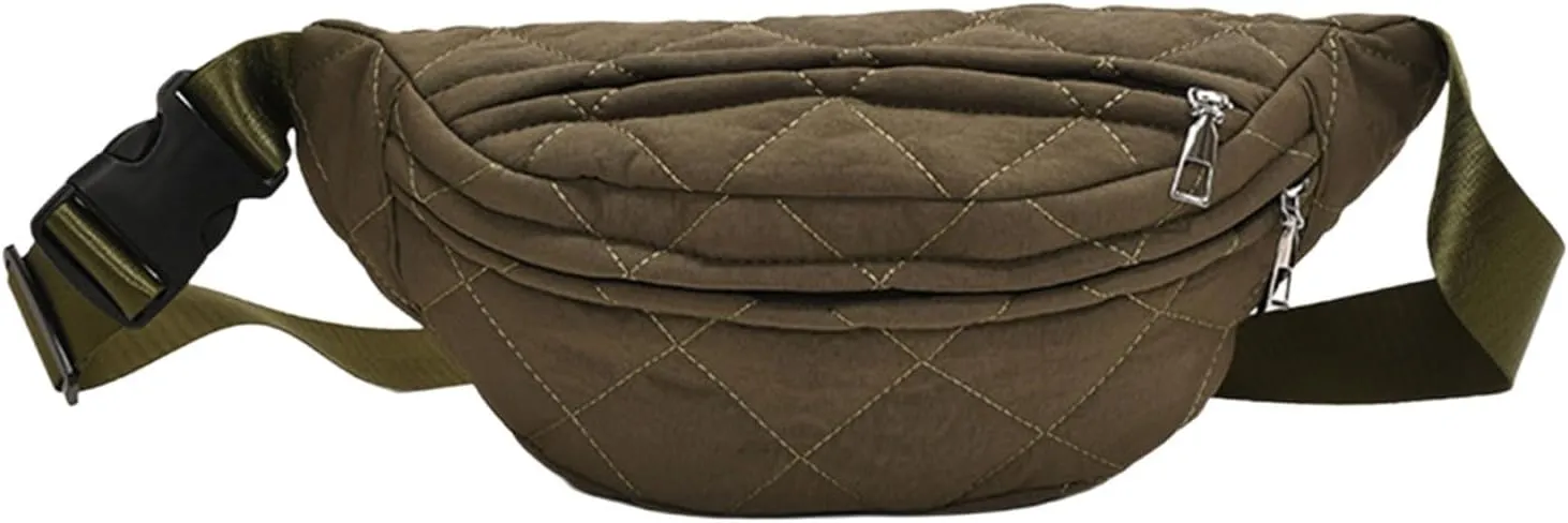 Quilted Waist Bag Stylish Crossbody Bag with Adjustable Strap Large Capacity Shoulder Bags for Outdoor Travel