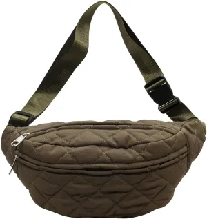 Quilted Waist Bag Stylish Waist Pack Adjustable Strap Trendy Fanny Pack Large Capacity Crossbody Sling Bag Zip Closure Outdoor Travel Bag (Army Green)
