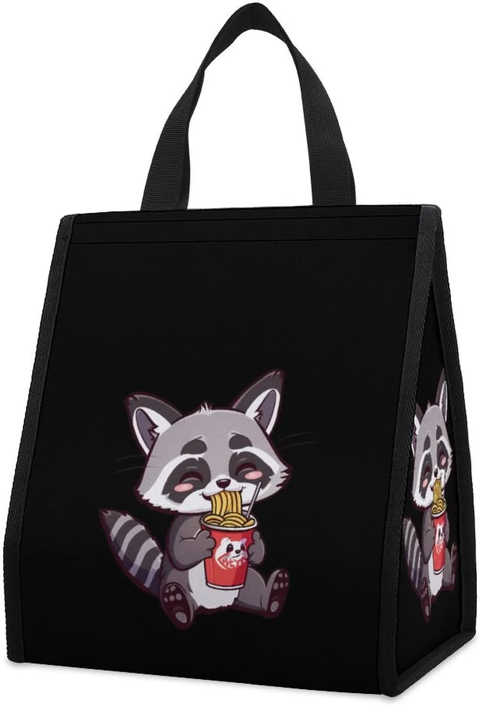 Raccoon Eating Instant Noodle Cup Lunch Bag for Adults Reusable Insulated Lunch Box Cooler Lunch Tote Bag for Work Travel Picnic