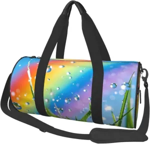 rainbow bright Print Round Large Capacity Travel Luggage Bags,Men's and Women's Hand-Held Travel Clothing Bags