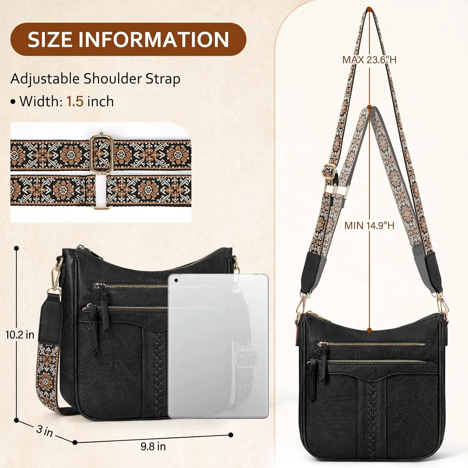 RAINSMORE Crossbody Bags for Women, Trendy Crossbody Purses Soft Leather Shoulder Handbags Lightweight Travel Purse