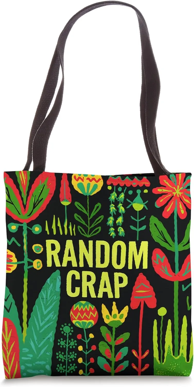 Random Crap Floral Book Bag, Shopping Bag or Fun Tote Bag