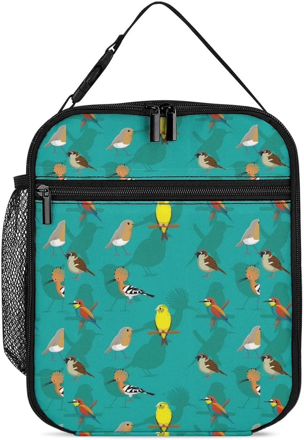 Random European Birds Reusable Lunch Bag Insulated Portable Lunch Box Bag Leak Proof Dining Bag Lunch Box Container Tote Pattern44