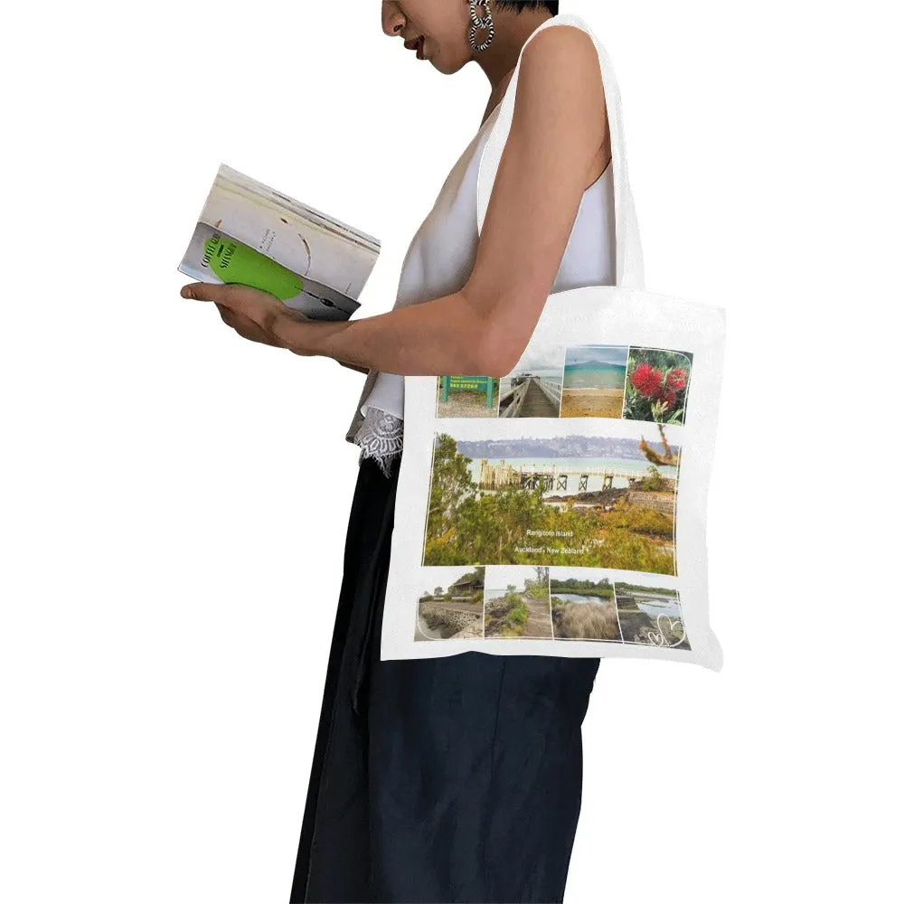 Rangitoto Island Large Colour Cotton Canvas Tote Bag (Worldwide Shipping)