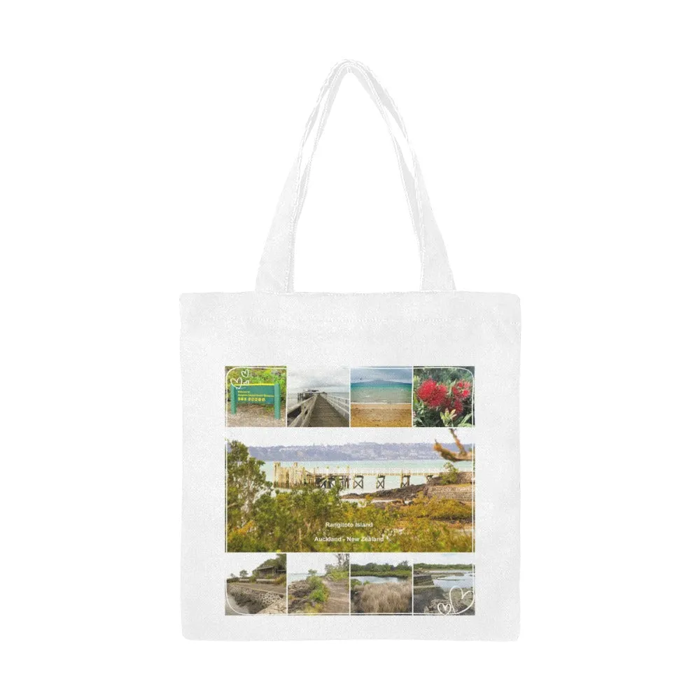 Rangitoto Island Large Colour Cotton Canvas Tote Bag (Worldwide Shipping)