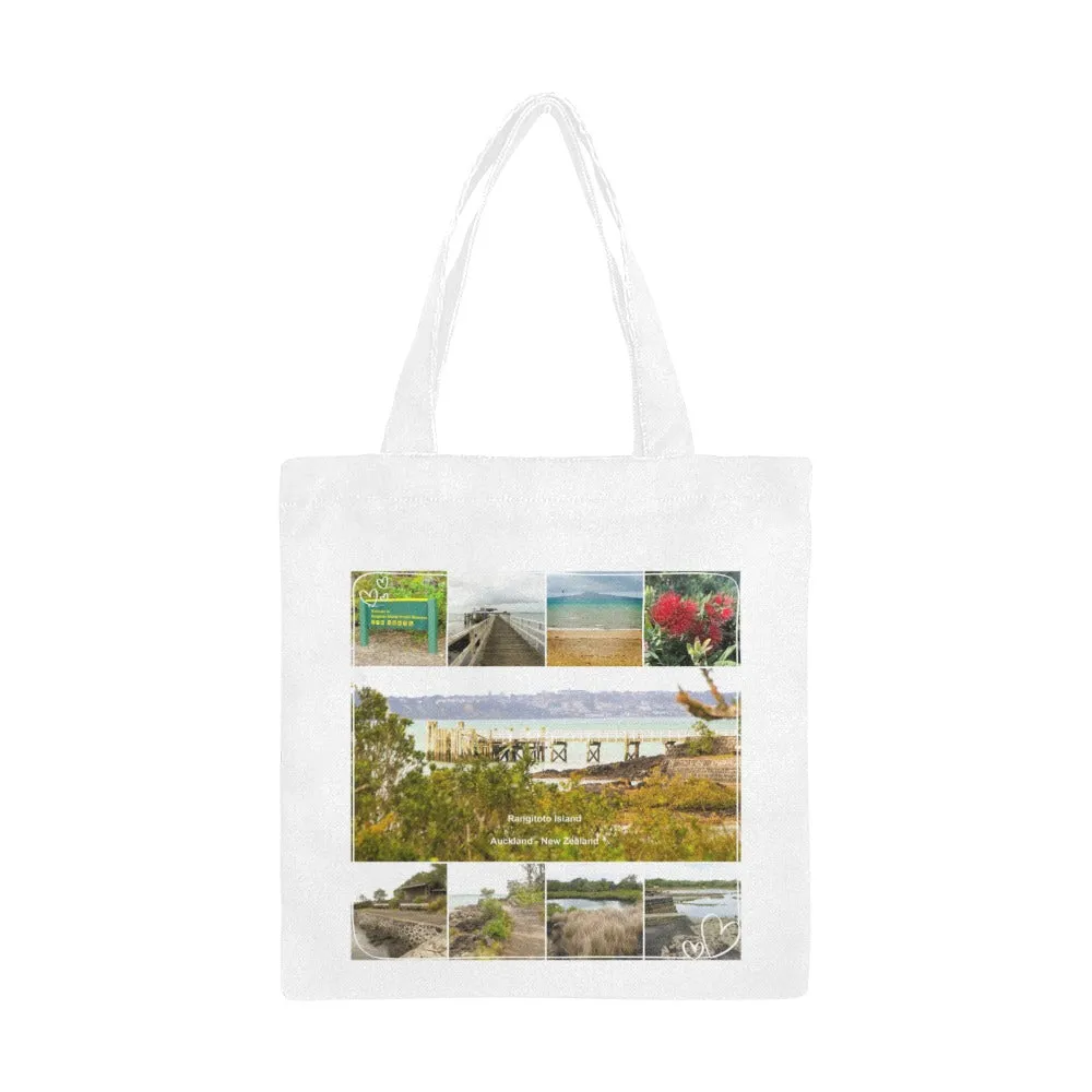 Rangitoto Island Large Colour Cotton Canvas Tote Bag (Worldwide Shipping)