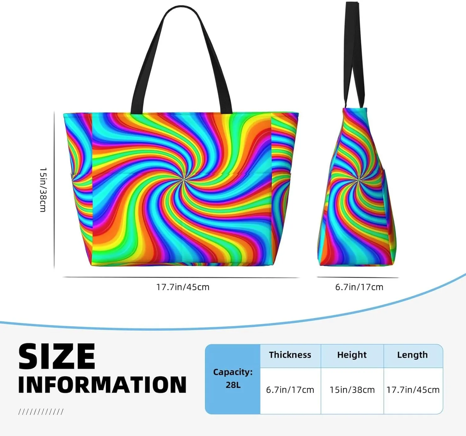Red Blue Fire Flame Large Capacity Travel Bag Lightweight Shopping Handbag Beach Tote Bags Casual Work Bag For Women