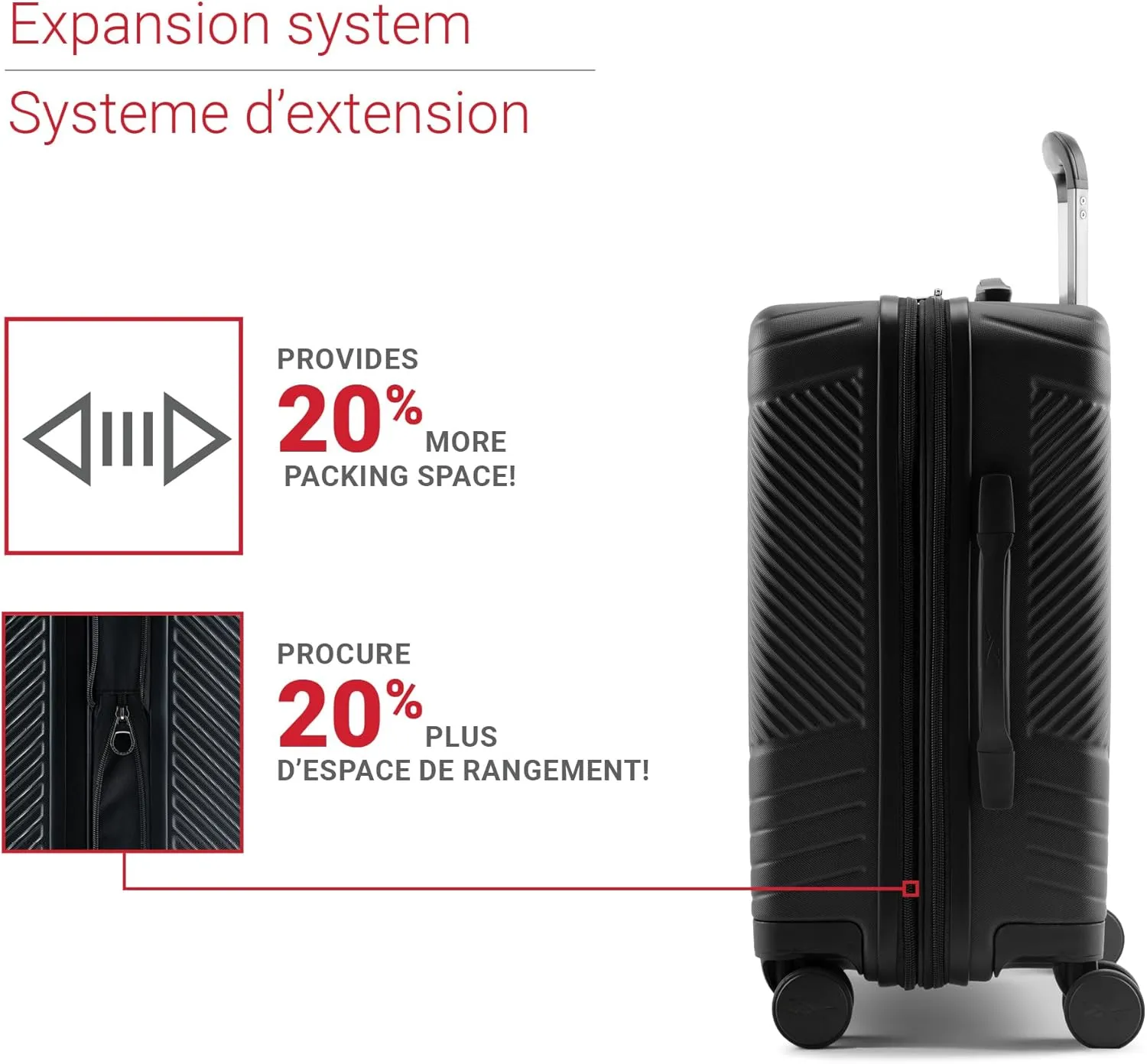 Reebok Go Collection 20 Inch Hard Shell Spinner Carry On Luggage for Airplanes, ABS/PC Hardside Suitcase with 360-Degree Spinner Wheels, Retractable Handle, Airline Approved, Black
