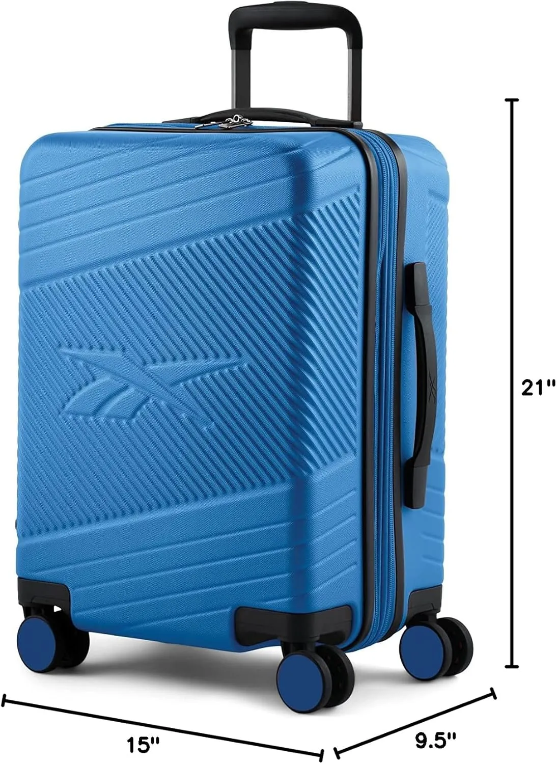 Reebok Go Collection 20 Inch Hard Shell Spinner Carry On Luggage for Airplanes, ABS/PC Hardside Suitcase with 360-Degree Spinner Wheels, Retractable Handle, Airline Approved, Blue